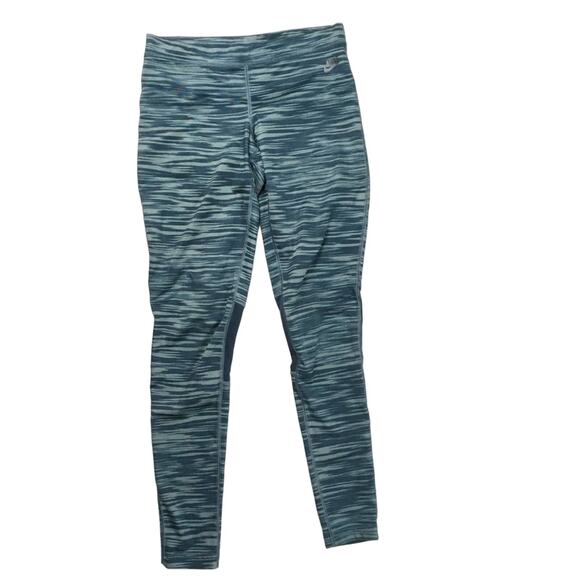 Nike Leggings Space Dye Mesh Panel Teal Activewear Athletic Running Women's XS - Picture 11 of 12